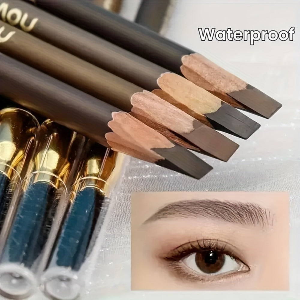 Smudge Proof Waterproof Eyebrow Pencil 4-Pack Double-Ended with Built-In Spoolie Brush – Long Lasting Sulfate Free Natural Brow Look for All Skin Types