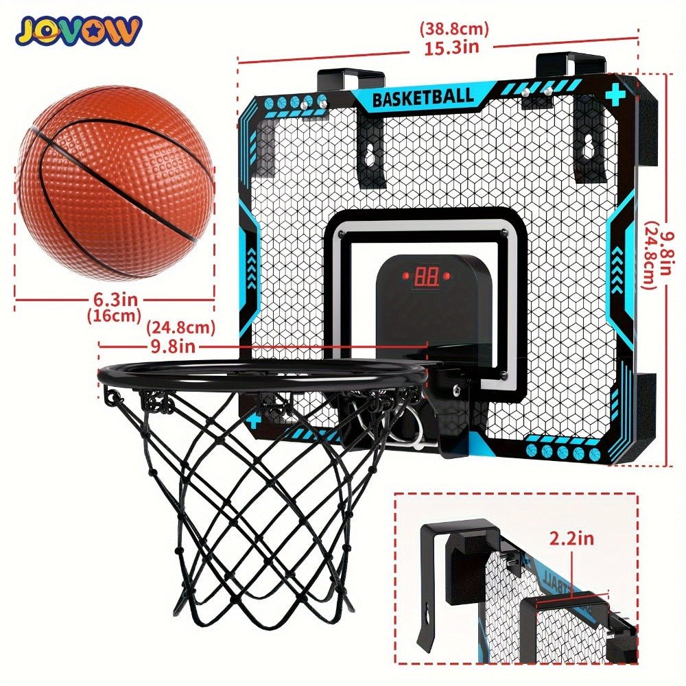 Over Door Basketball Hoop with LED Lights & Electronic Scoreboard – Mini Hoop Set with 4 Balls for Kids Teens Adults, No Drilling Indoor Outdoor Sport Game | Best Birthday Christmas Gift