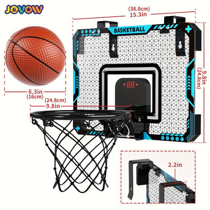 Over Door Basketball Hoop with LED Lights & Electronic Scoreboard – Mini Hoop Set with 4 Balls for Kids Teens Adults, No Drilling Indoor Outdoor Sport Game | Best Birthday Christmas Gift