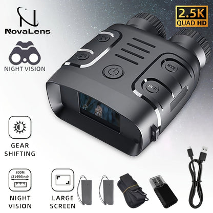 Digital Night Vision Binoculars 2.5K HD – 10X Zoom, 800M Range, 2.4" Screen with Photo & Video Recording | USB Rechargeable Night Vision Goggles for Hunting, Fishing, Camping & Boating