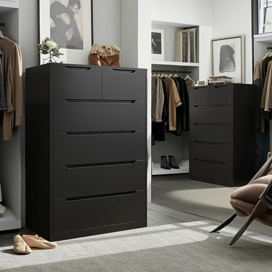 Dresser, 6-Drawer Chest - Modern Minimalist Bedroom Storage Cabinet shown in the main product view