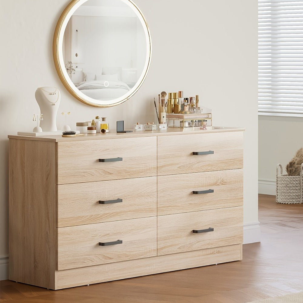 6-Drawer Dresser with Solid Wood Construction, Bedroom Drawer Chest detail image