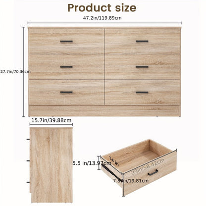6-Drawer Dresser with Solid Wood Construction, Bedroom Drawer Chest detail image - detail view 3