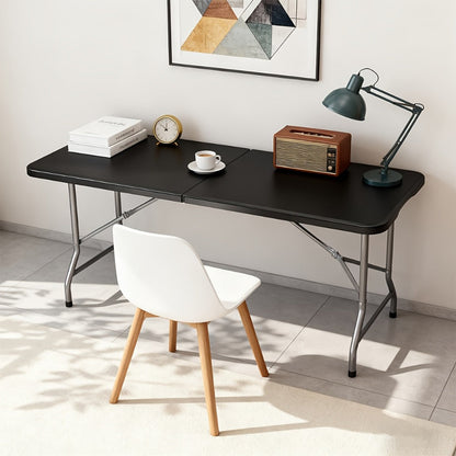 6-Foot Heavy-Duty Folding Table with Adjustable Height and Carry Handle for Dining Room detail image - detail view 11