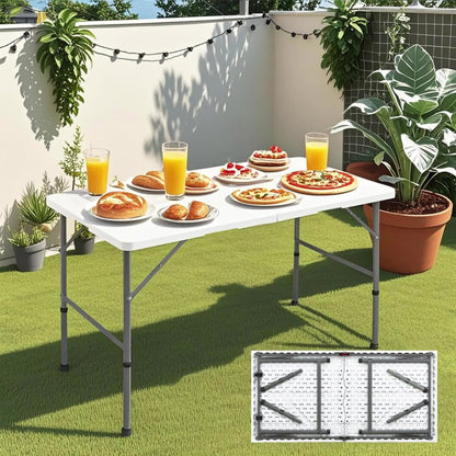 6-Foot Heavy-Duty Folding Table with Adjustable Height and Carry Handle for Dining Room detail image - detail view 14