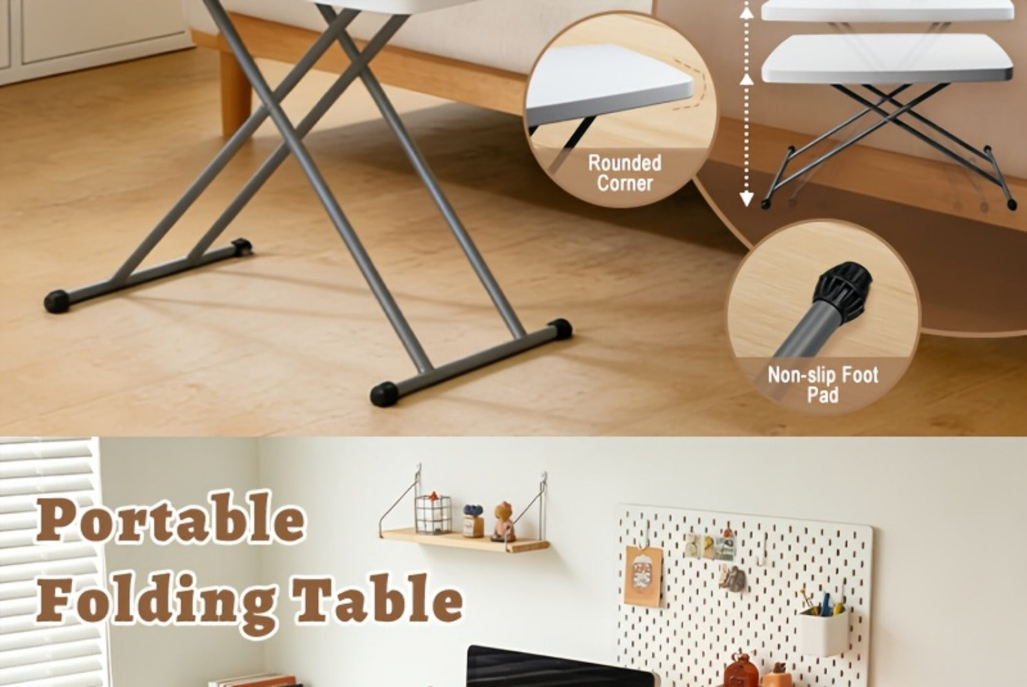 6-Foot Heavy-Duty Folding Table with Adjustable Height and Carry Handle for Dining Room detail image - detail view 17