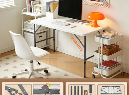 6-Foot Heavy-Duty Folding Table with Adjustable Height and Carry Handle for Dining Room detail image - detail view 18