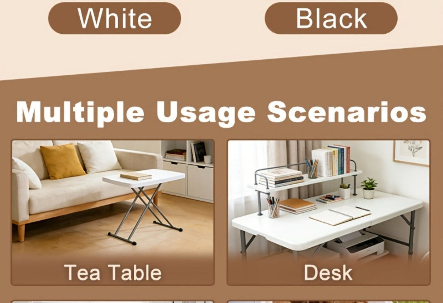 6-Foot Heavy-Duty Folding Table with Adjustable Height and Carry Handle for Dining Room detail image - detail view 21