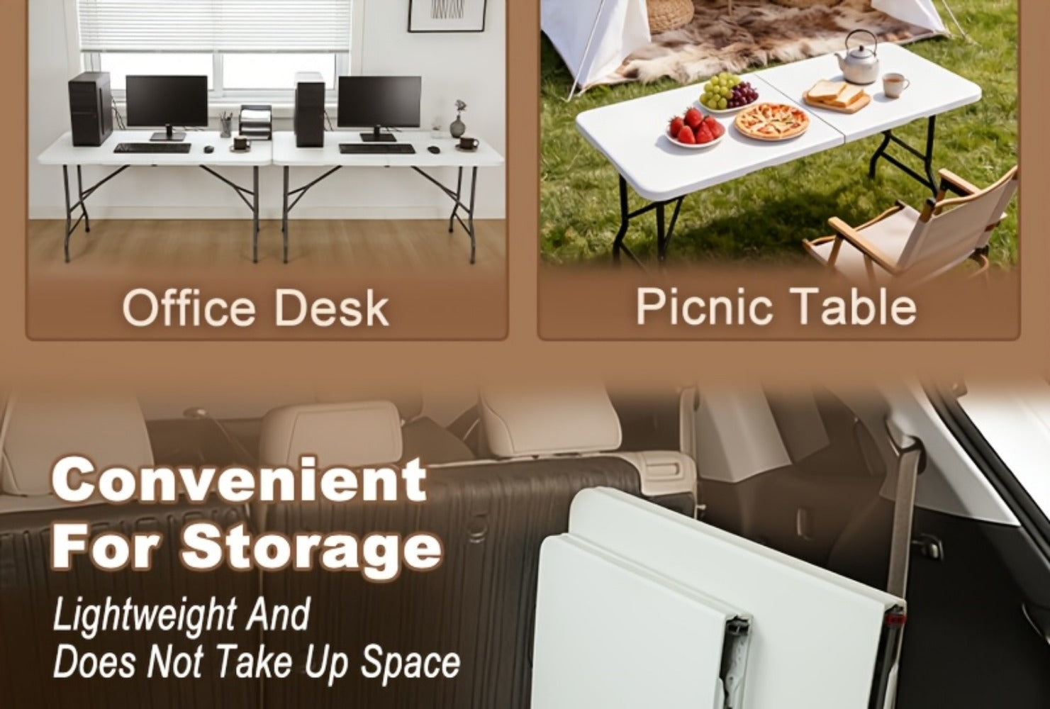 6-Foot Heavy-Duty Folding Table with Adjustable Height and Carry Handle for Dining Room detail image - detail view 22