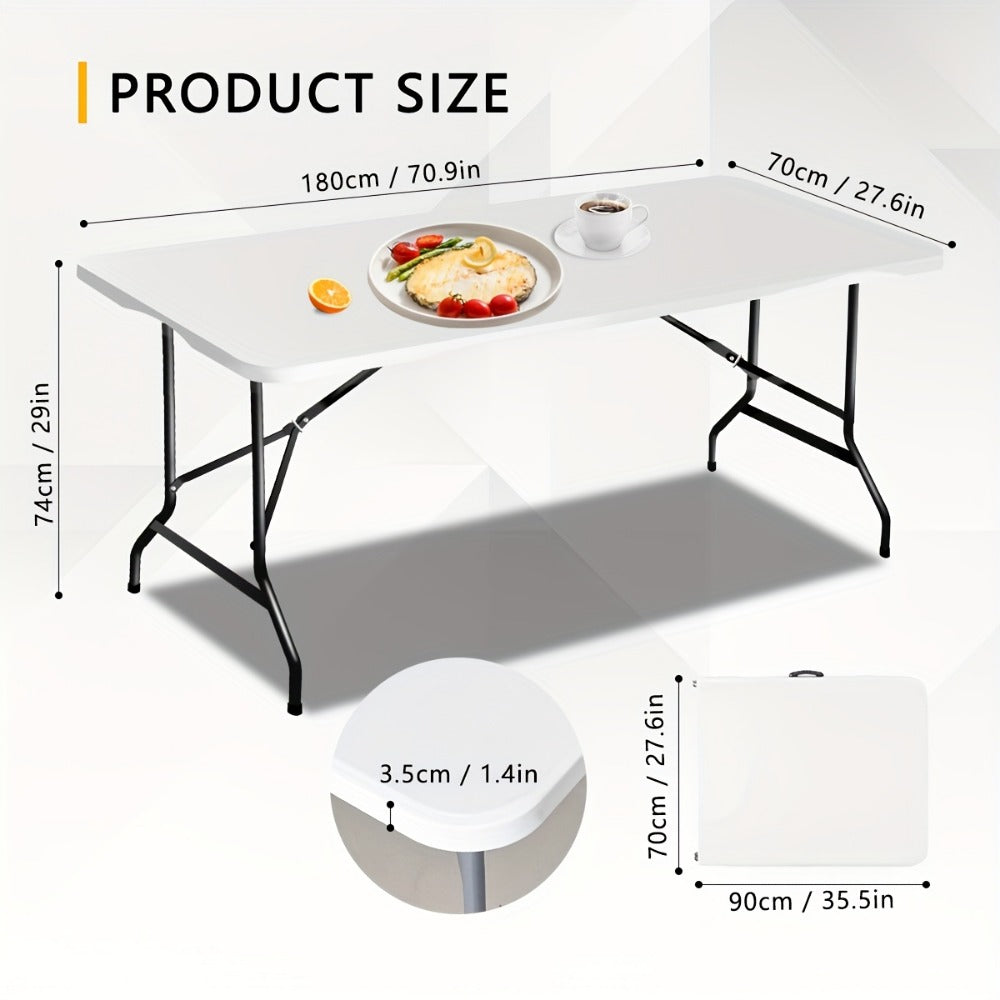 6-Foot Heavy-Duty Folding Table with Adjustable Height and Carry Handle for Dining Room detail image - detail view 4
