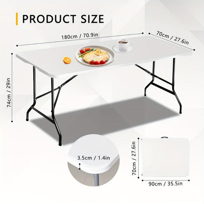 6-Foot Heavy-Duty Folding Table with Adjustable Height and Carry Handle for Dining Room detail image - detail view 4