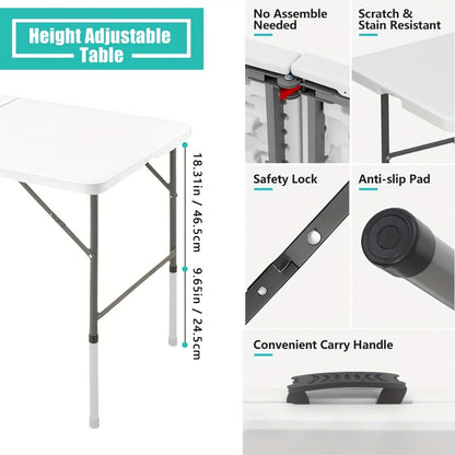 6-Foot Heavy-Duty Folding Table with Adjustable Height and Carry Handle for Dining Room detail image - detail view 9
