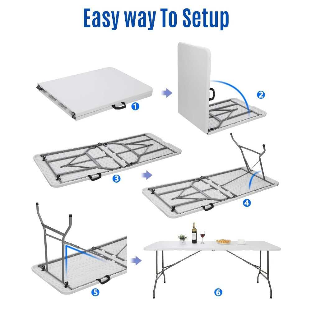 6-Foot Heavy-Duty Folding Table with Carry Handle for Work, Display, and Everyday Use detail image - detail view 11