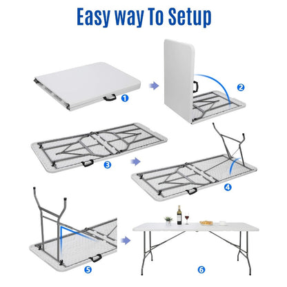 6-Foot Heavy-Duty Folding Table with Carry Handle for Work, Display, and Everyday Use detail image - detail view 11