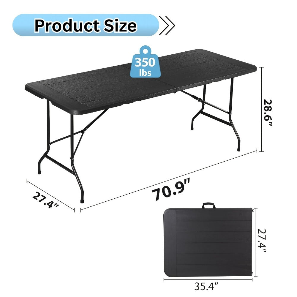 6-Foot Heavy-Duty Folding Table with Carry Handle for Work, Display, and Everyday Use detail image - detail view 13