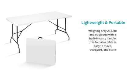 6-Foot Heavy-Duty Folding Table with Carry Handle for Work, Display, and Everyday Use detail image - detail view 17