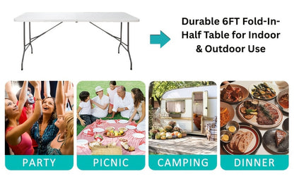 6-Foot Heavy-Duty Folding Table with Carry Handle for Work, Display, and Everyday Use detail image - detail view 19