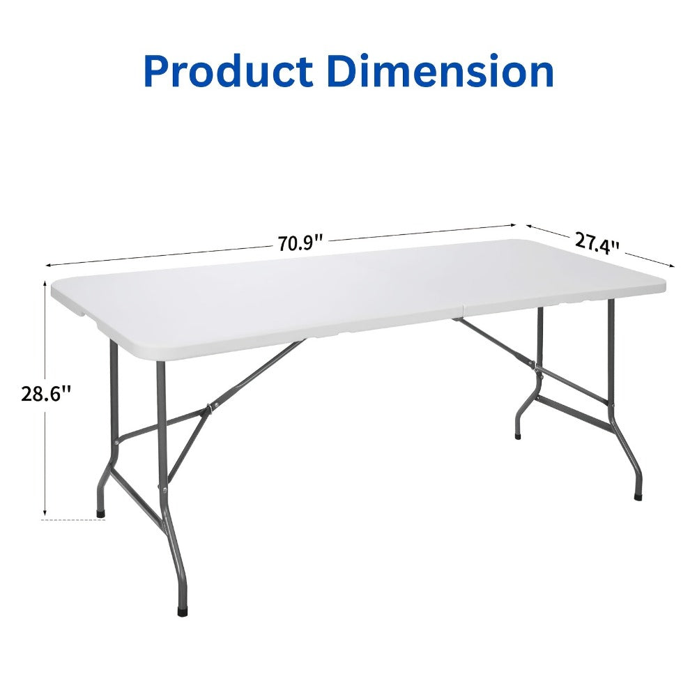 6-Foot Heavy-Duty Folding Table with Carry Handle for Work, Display, and Everyday Use detail image - detail view 3