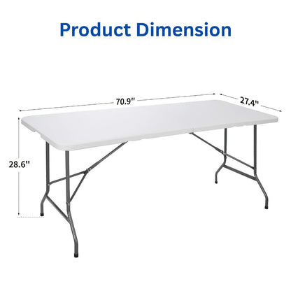 6-Foot Heavy-Duty Folding Table with Carry Handle for Work, Display, and Everyday Use detail image - detail view 3