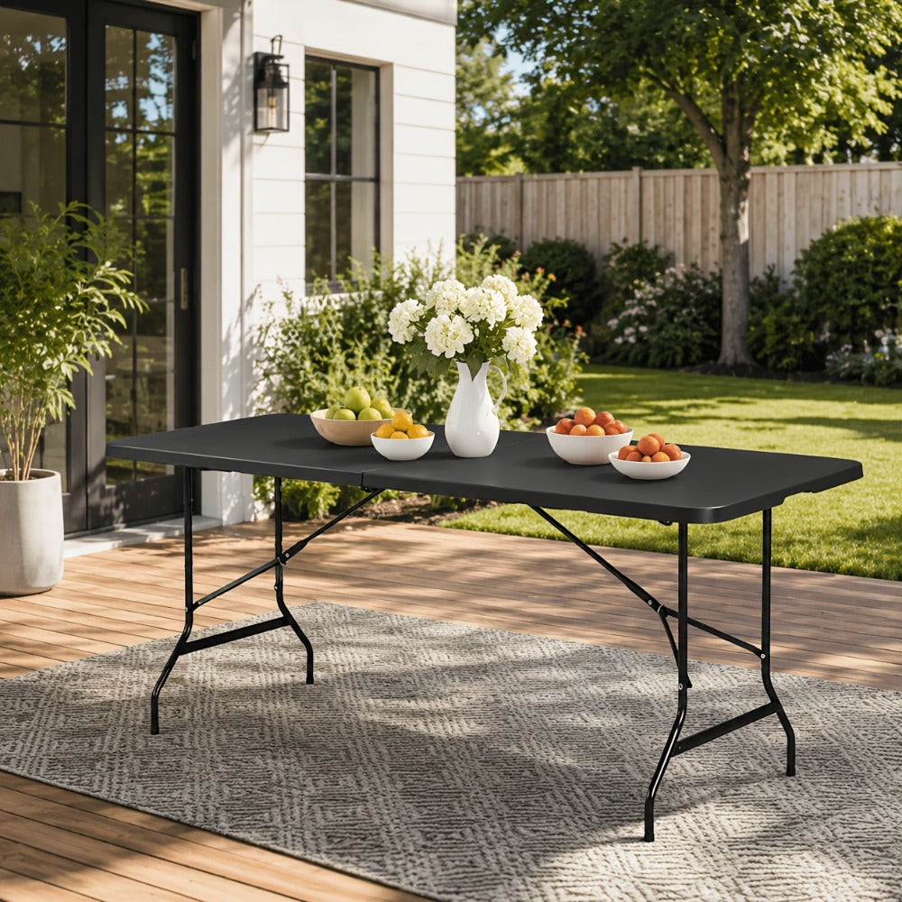 6-Foot Heavy-Duty Folding Table with Carry Handle for Work, Display, and Everyday Use detail image - detail view 4
