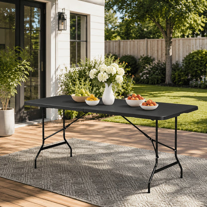 6-Foot Heavy-Duty Folding Table with Carry Handle for Work, Display, and Everyday Use detail image - detail view 4