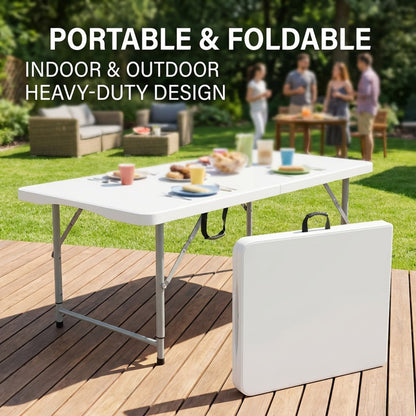 6-Foot Heavy-Duty Folding Table with Carry Handle for Work, Display, and Everyday Use detail image - detail view 6