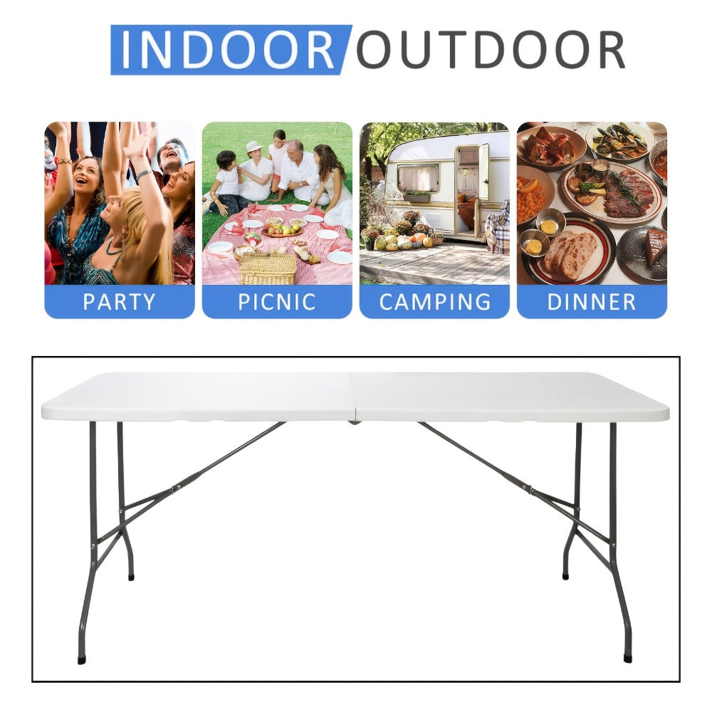 6-Foot Heavy-Duty Folding Table with Carry Handle for Work, Display, and Everyday Use detail image - detail view 7