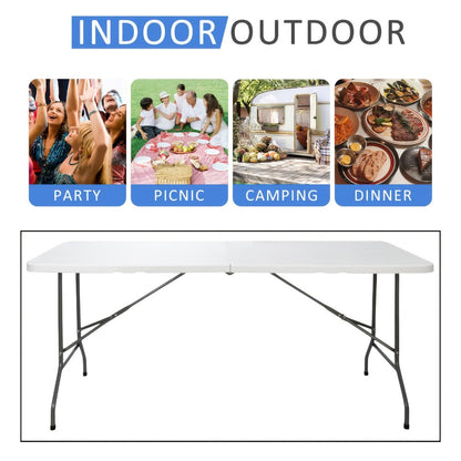 6-Foot Heavy-Duty Folding Table with Carry Handle for Work, Display, and Everyday Use detail image - detail view 7