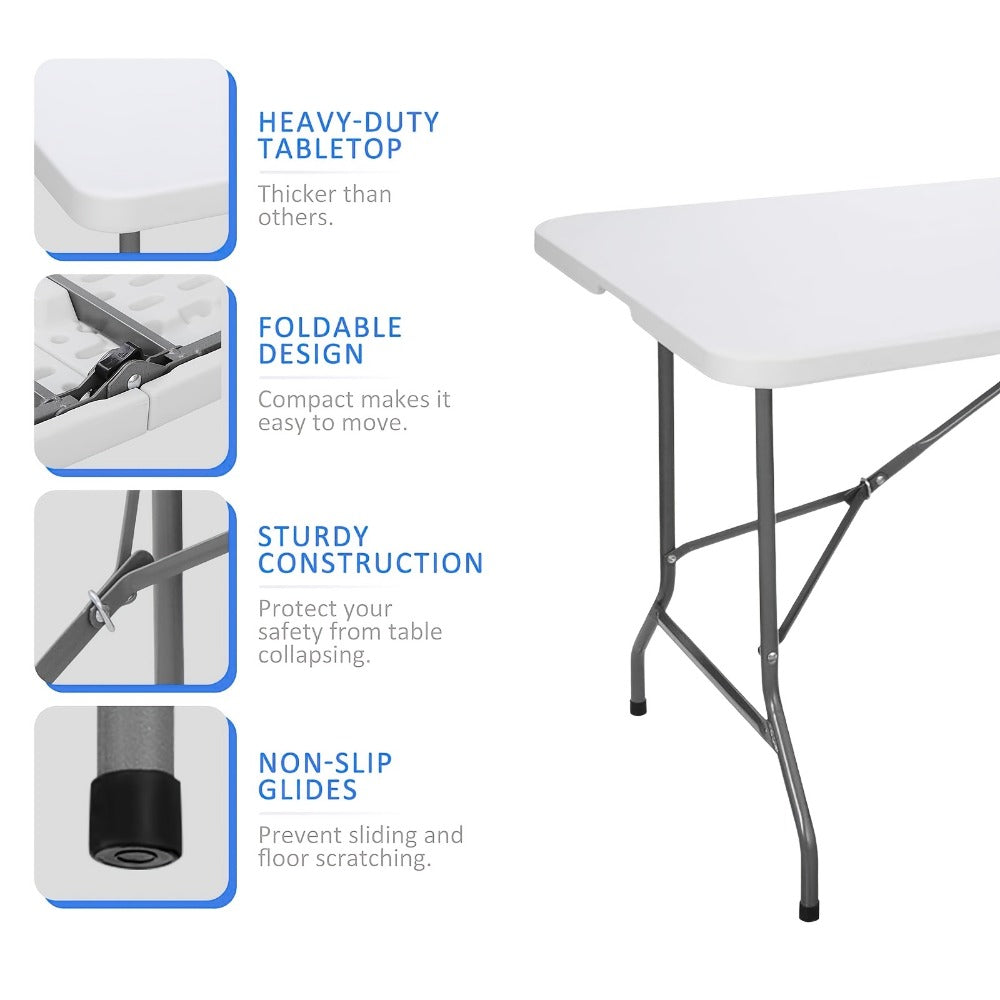 6-Foot Heavy-Duty Folding Table with Carry Handle for Work, Display, and Everyday Use detail image - detail view 9