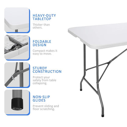 6-Foot Heavy-Duty Folding Table with Carry Handle for Work, Display, and Everyday Use detail image - detail view 9