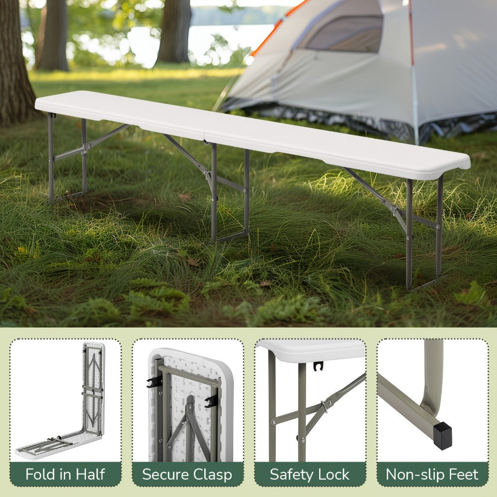 6-Foot Plastic Folding Bench with Multiple Color Options for Patio detail image - detail view 10