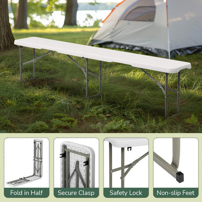 6-Foot Plastic Folding Bench with Multiple Color Options for Patio detail image - detail view 10