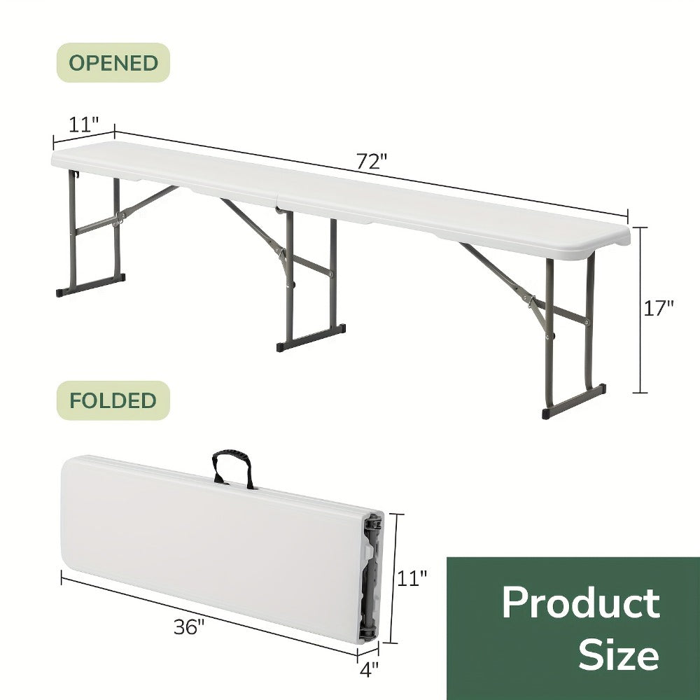 6-Foot Plastic Folding Bench with Multiple Color Options for Patio detail image - detail view 11