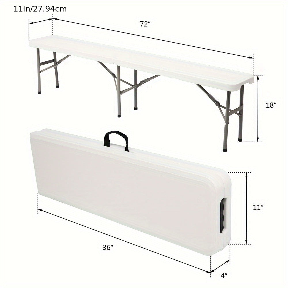 6-Foot Plastic Folding Bench with Multiple Color Options for Patio detail image - detail view 3