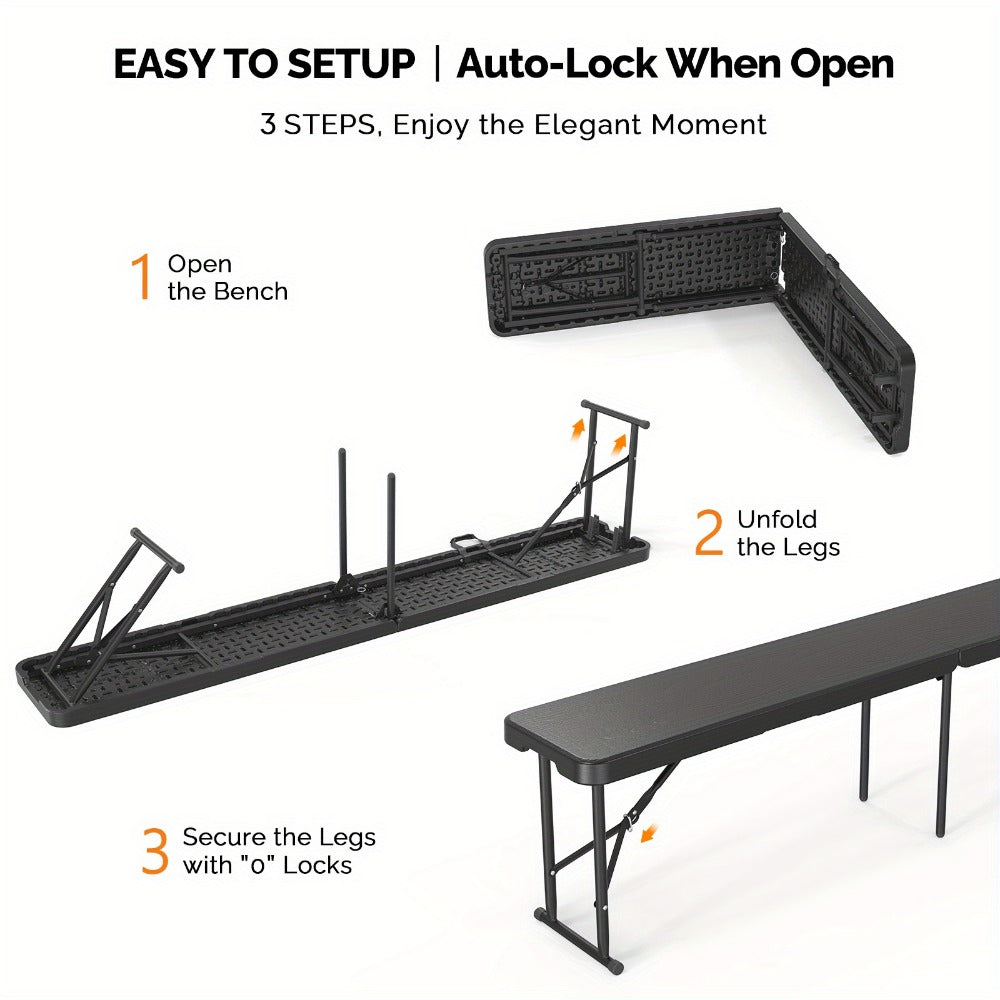6-Foot Plastic Folding Bench with Tool-Free Assembly and Multiple Color Options detail image - detail view 11