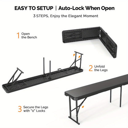 6-Foot Plastic Folding Bench with Tool-Free Assembly and Multiple Color Options detail image - detail view 11
