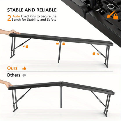 6-Foot Plastic Folding Bench with Tool-Free Assembly and Multiple Color Options detail image - detail view 12