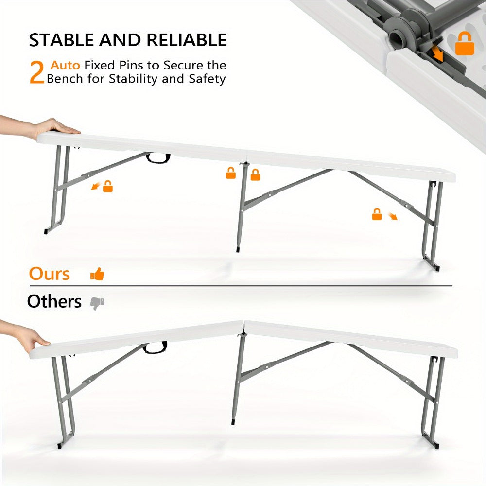 6-Foot Plastic Folding Bench with Tool-Free Assembly and Multiple Color Options detail image - detail view 6