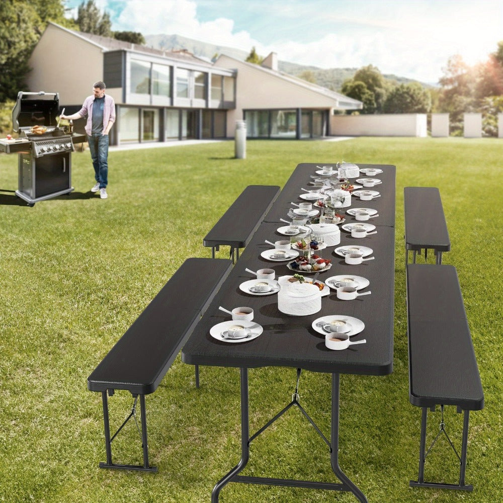 Folding Bench, 6 Ft Plastic HDPE Portable Outdoor Bench for Camping Picnic Dining Soccer shown in the main product view
