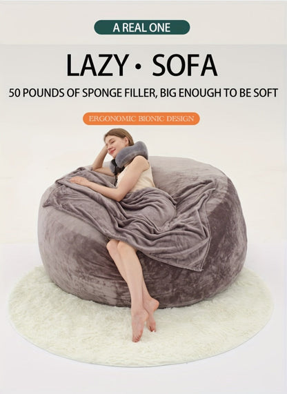 6-Foot Round Bean Bag Chair with Washable Cover, Floor Lounge Chair for Living Room detail image - detail view 11