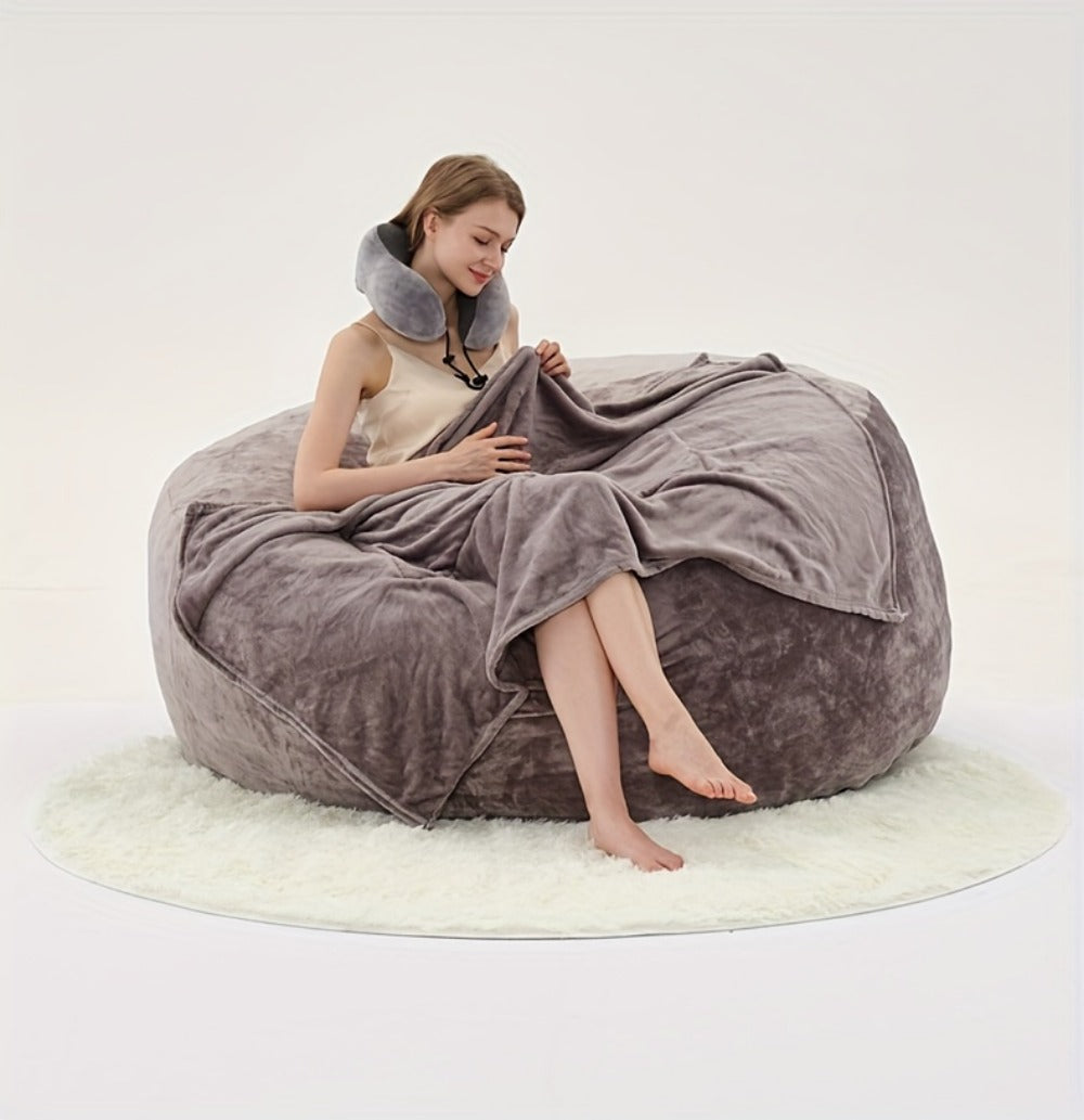 6-Foot Round Bean Bag Chair with Washable Cover, Floor Lounge Chair for Living Room detail image - detail view 14