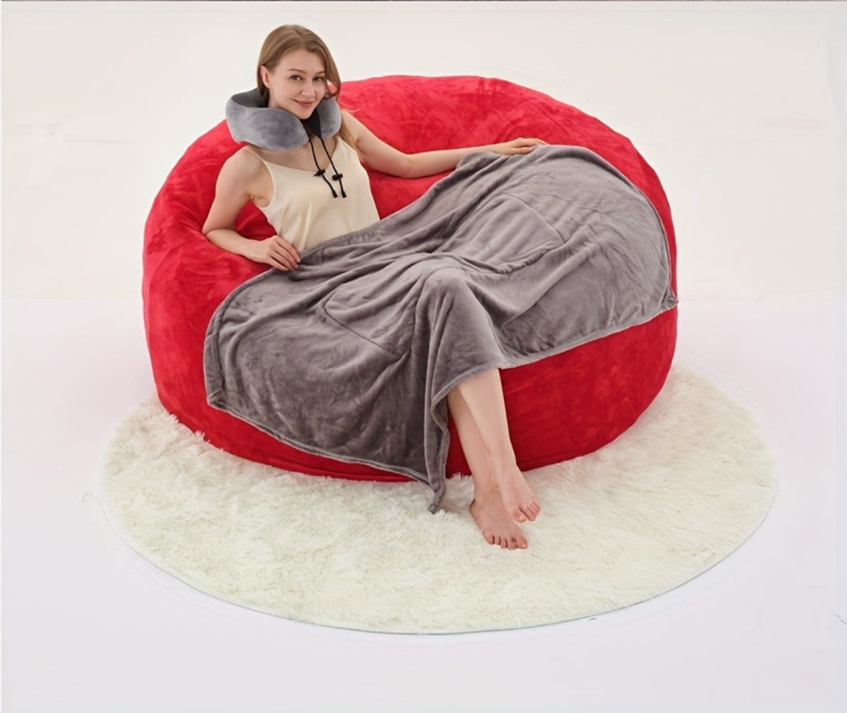 6-Foot Round Bean Bag Chair with Washable Cover, Floor Lounge Chair for Living Room detail image - detail view 16