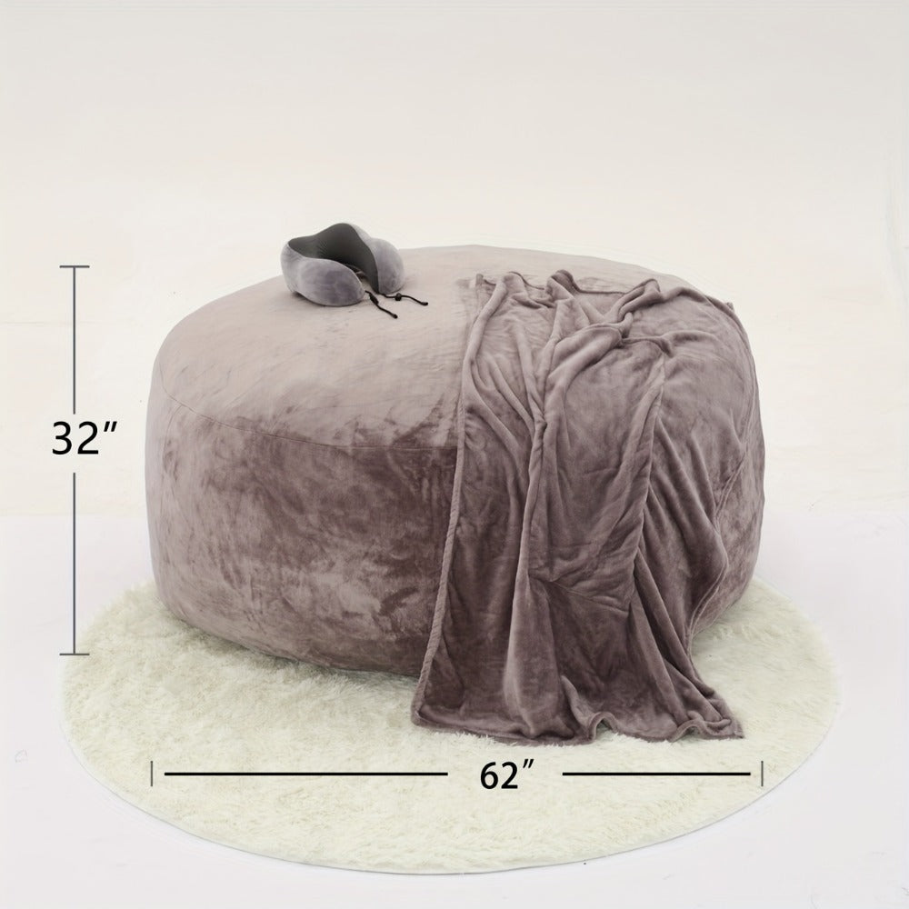 6-Foot Round Bean Bag Chair with Washable Cover, Floor Lounge Chair for Living Room detail image - detail view 3