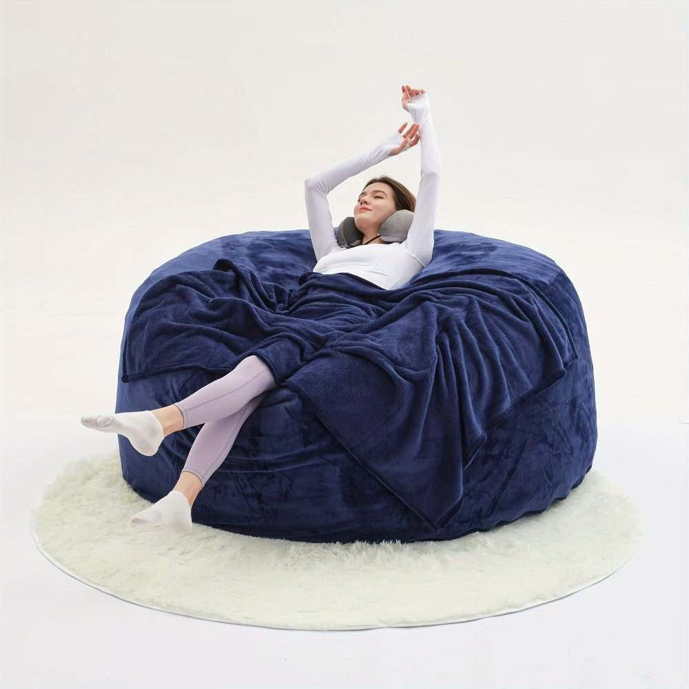6-Foot Round Bean Bag Chair with Washable Cover, Floor Lounge Chair for Living Room detail image - detail view 6