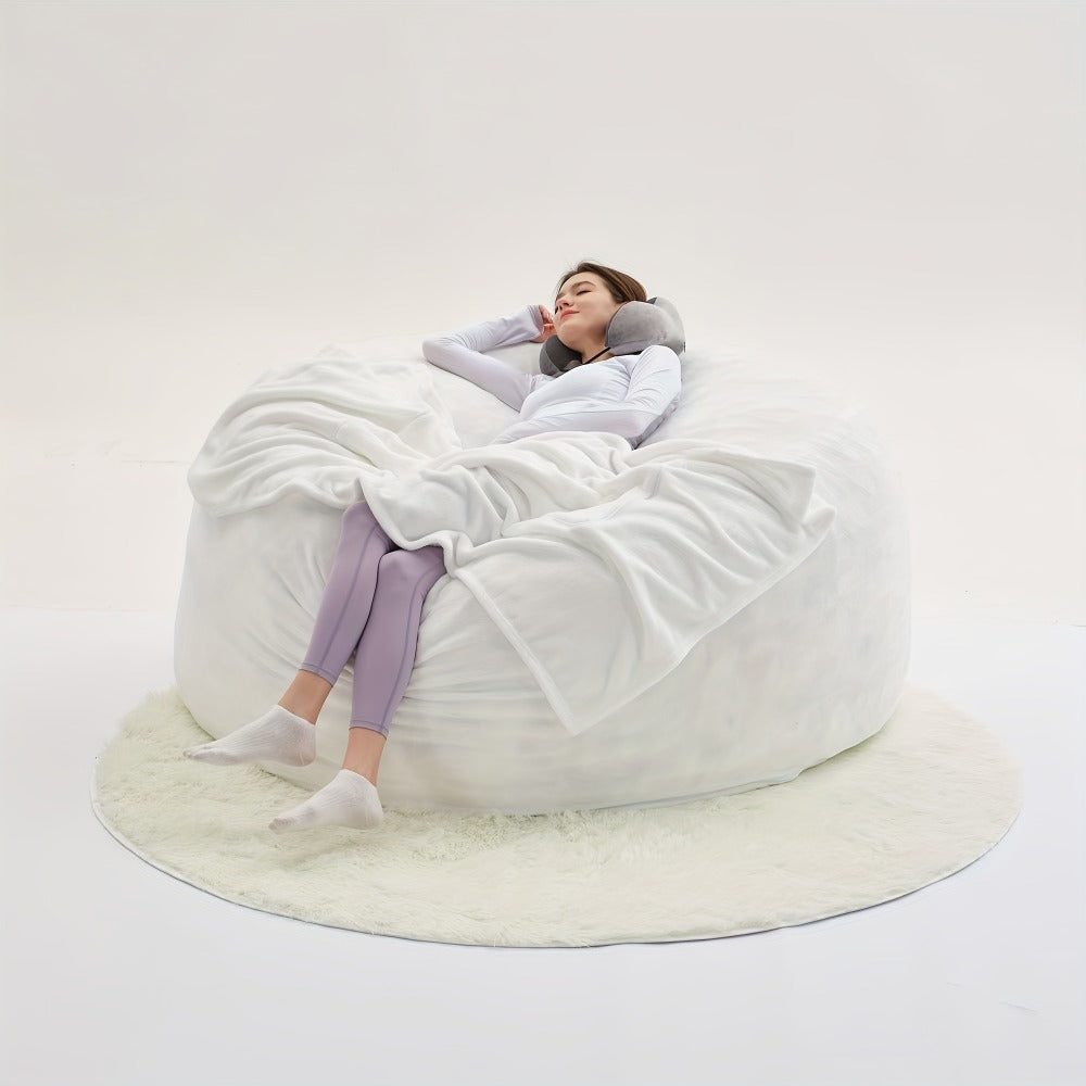 6-Foot Round Bean Bag Chair with Washable Cover, Floor Lounge Chair for Living Room detail image - detail view 7