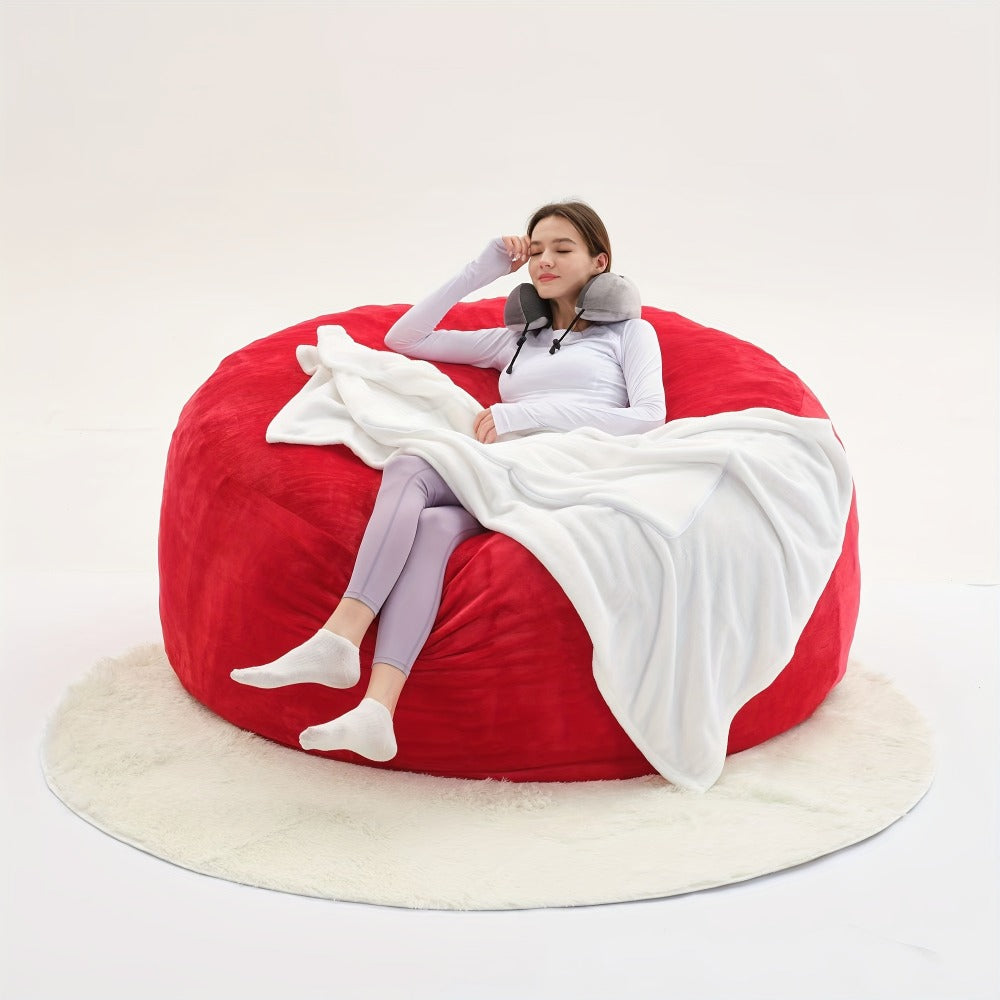 6-Foot Round Bean Bag Chair with Washable Cover, Floor Lounge Chair for Living Room detail image - detail view 8