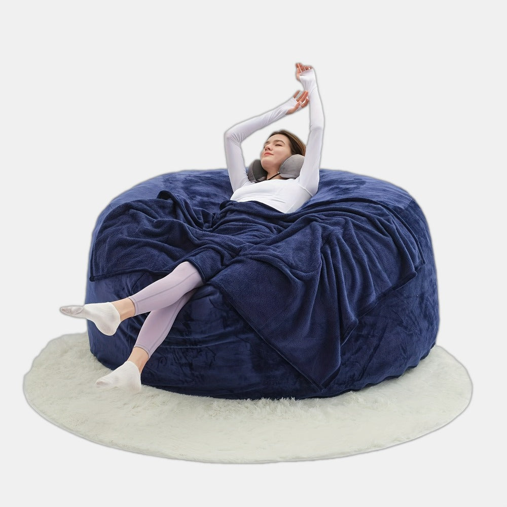 6-Foot Round Bean Bag Chair with Washable Cover, Floor Lounge Chair for Living Room detail image - detail view 9