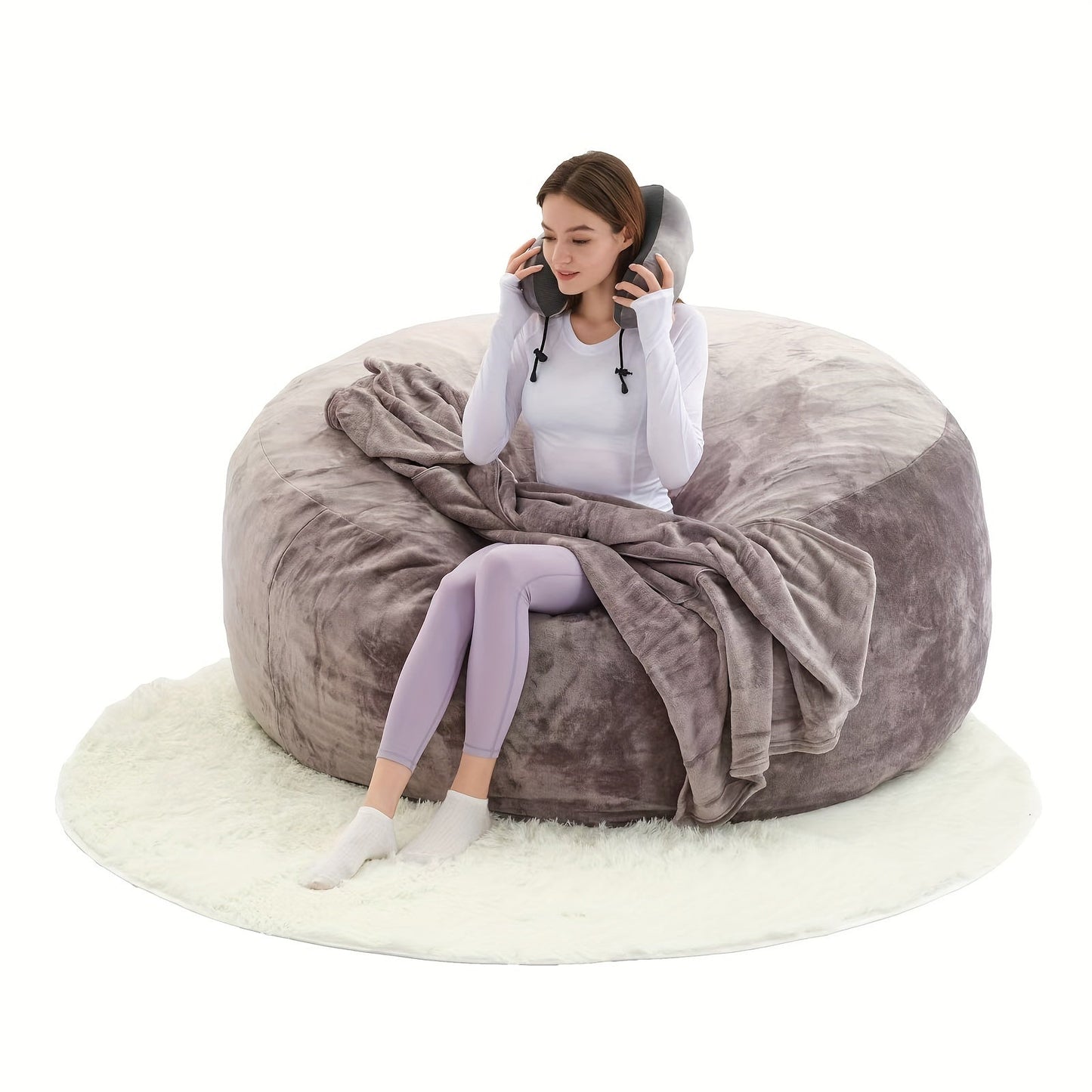 Bean Bag Chair shown in the Grey, 5 Feet option