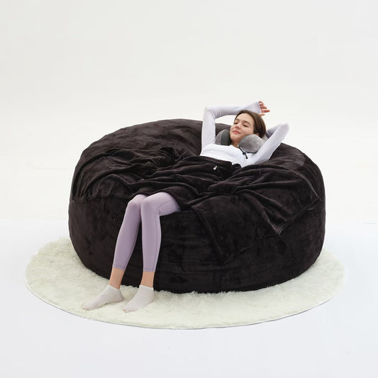 Bean Bag Chair, Bean Bag Sofa Chair Set - Includes U-Shape Pillow, Blanket & 6FT Round shown in the main product view