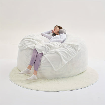 Bean Bag Chair shown in the White, 5 Feet option